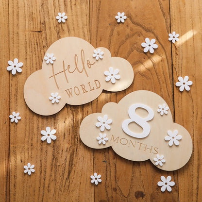 2Pcs Baby Wooden Balloon Milestone Cards Photography Accessories Baby Photography Shooting Props For Newborn Birthing Gifts