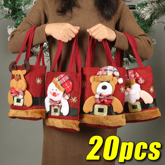 Shop 20PCS Festive Gift Tote Bags - Snowman & Bear Designs