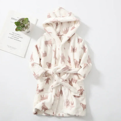 Boys Girls Hooded Bathrobe Toddler Rabbit Anime Cartoon Towel Beach Children's Sleepwear Baby Kids Bath Robes Pyjamas Nightgown