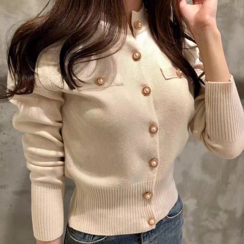 Shop Autumn Long Sleeve Knitted Cardigan - Chic Slim Fit