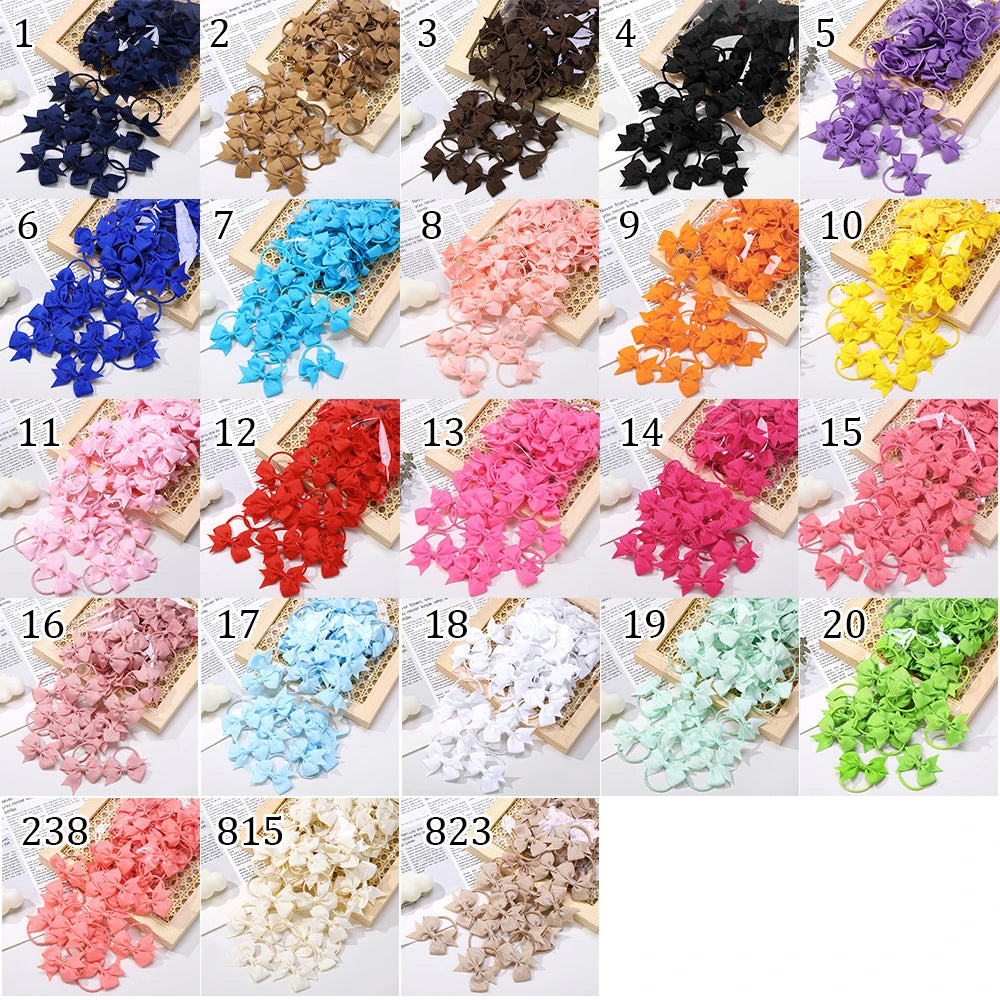 20Pcs/lot Girls Ribbon Hair Bows Rubber Band Kids Lovely Cheer Bowknot Hairband Boutique Children Headband headdress BABY BOWS