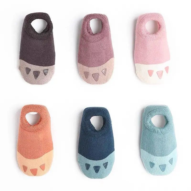 1 Pairs Boys Infant Walking Socken Girls Kids Anti Slip Floor Sock Fashion Solid Color Cotton Newborn Baby Socks