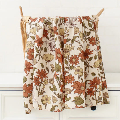 Bamboo Swaddle Blanket Baby Blankets Newborn Muslin Blanket Organic Cotton Soft New Born Wrap 5 Petal Flower for Spring