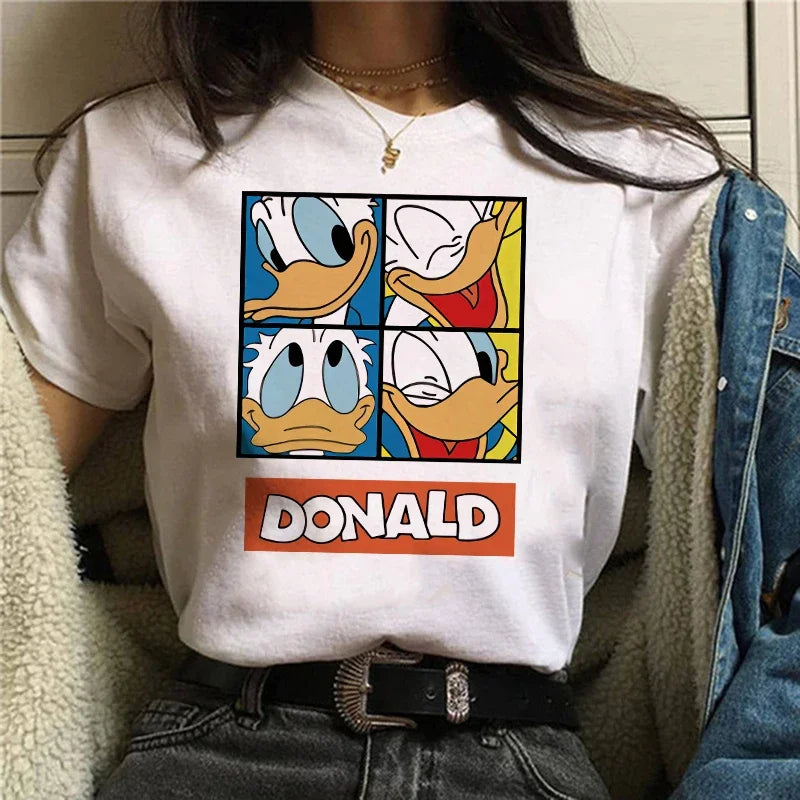 90s Y2k Mickey Print T-shirts for Women Fashion Minnie Mouse T Shirt Streetwear Female Clothes Kawaii Disney Tshirt