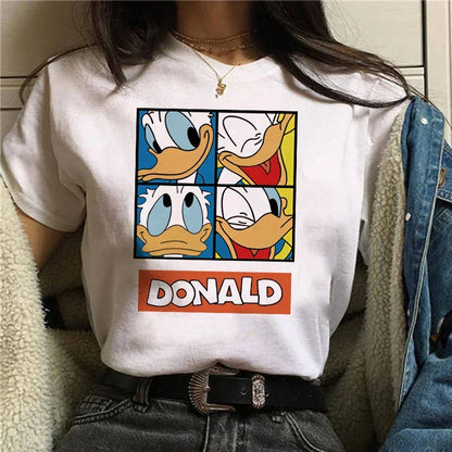 90s Y2k Mickey Print T-shirts for Women Fashion Minnie Mouse T Shirt Streetwear Female Clothes Kawaii Disney Tshirt