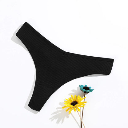 Shop 4-Piece Cotton Women's Breathable Thongs - Striped G-String Lingerie
