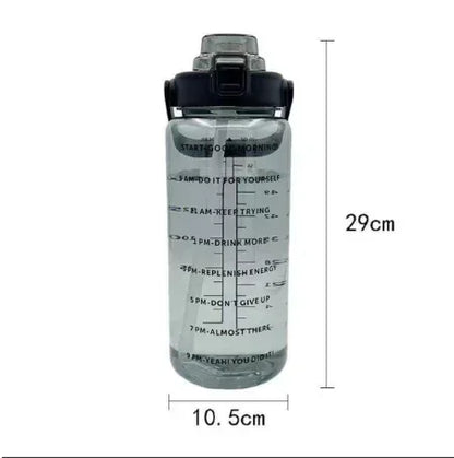 Shop 2L Large-Capacity Water Bottle with Straw & Time Marker for Outdoor Fitness