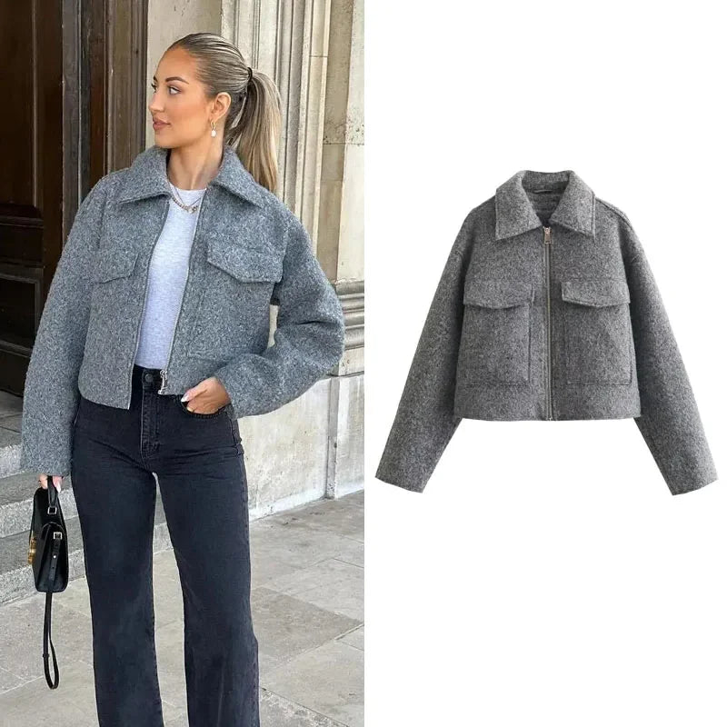 Shop Trendy Cropped Tweed Jacket for Women - Perfect for Autumn/Winter