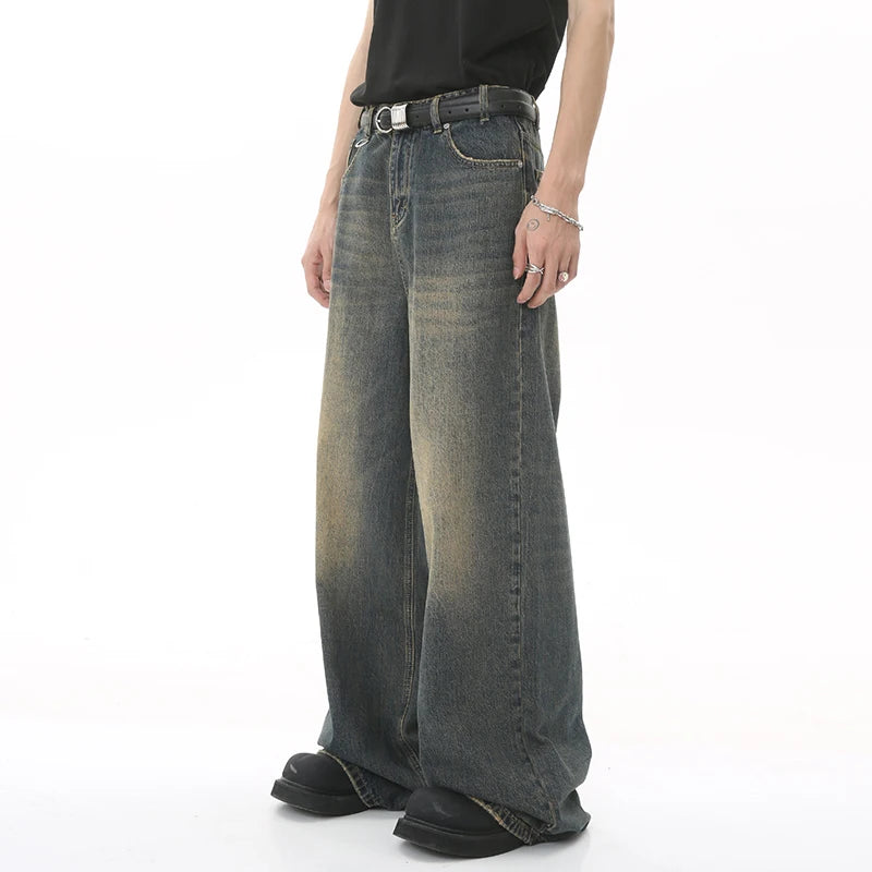 Shop Men's Vintage Wide Leg Denim Jeans - Distressed Casual Trousers