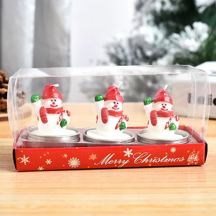 3Pcs/Set Christmas Candles Santa Snowman Xmas Tree Paraffin Gift Box Party Christmas Decoration Candles Home Decor Proposal Prop