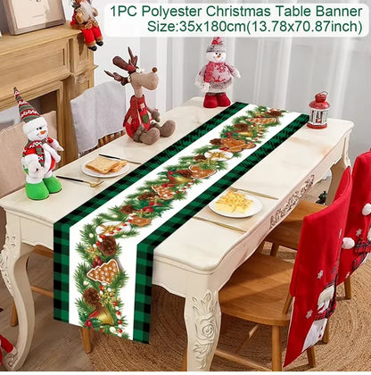 Christmas Table Runner Merry Christmas Decoration for Home Xmas Decor 2024 Navidad Notal Noel Xmas Ornament Happy New Year 2025