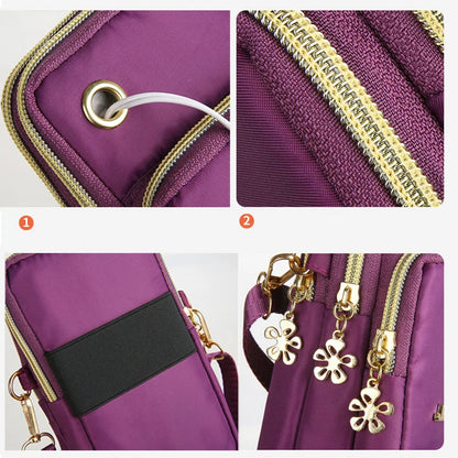 Shop Stylish Crossbody Phone Bag for Women - 3-Layer Wallet with Headphone Port