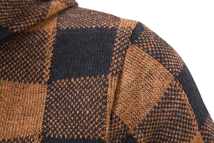Shop Men's Plaid Hooded Cardigan Sweater - Warm Fleece Knit Jacket