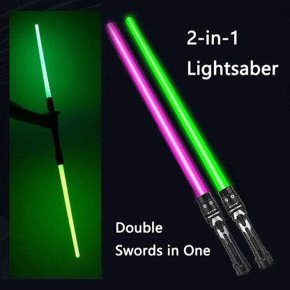 Laser Sword Lightsaber Red and Blue Double Saber Rave Transformation Children's Gift Cosplay Weapon Boy Cool Flashing Toy