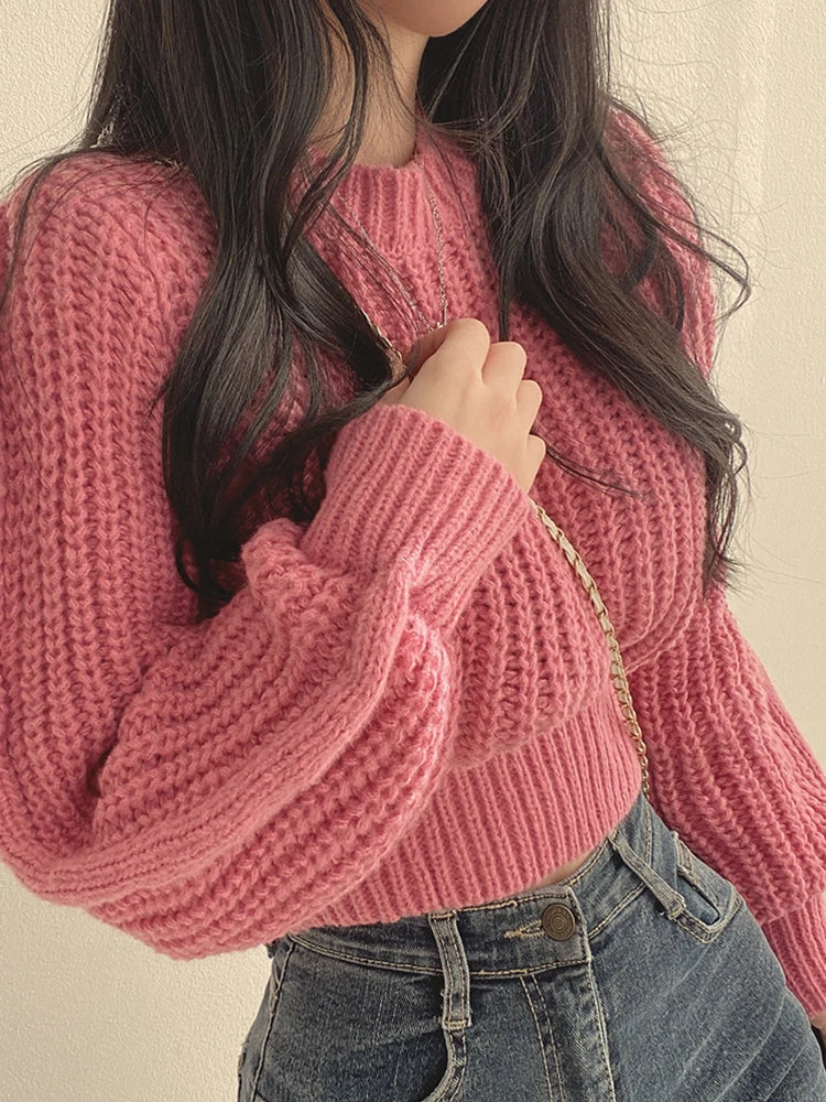 Shop Loose Vintage Harajuku Lantern Sleeve Knit Sweater - Soft, Warm, Chic