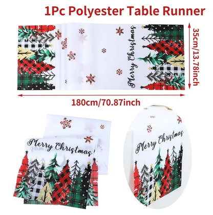 Christmas Table Runner Merry Christmas Decoration for Home Xmas Decor 2024 Navidad Notal Noel Xmas Ornament Happy New Year 2025