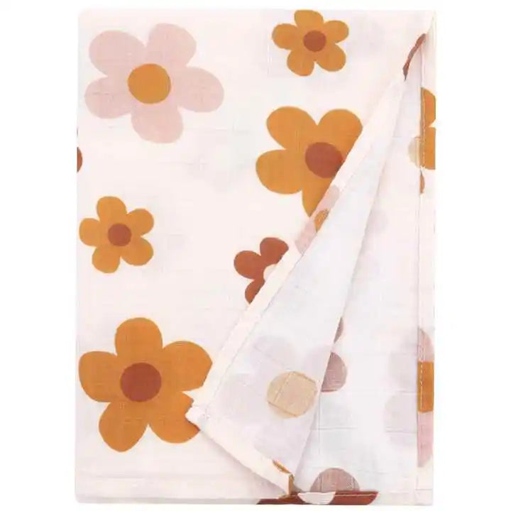 Bamboo Swaddle Blanket Baby Blankets Newborn Muslin Blanket Organic Cotton Soft New Born Wrap 5 Petal Flower for Spring
