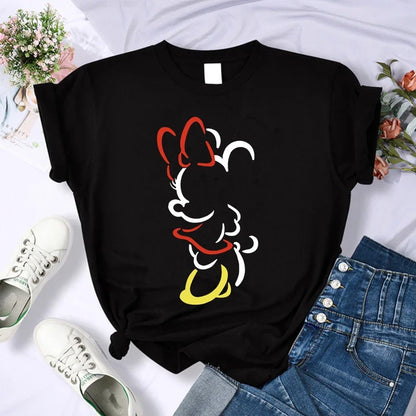 90s Y2k Mickey Print T-shirts for Women Fashion Minnie Mouse T Shirt Streetwear Female Clothes Kawaii Disney Tshirt
