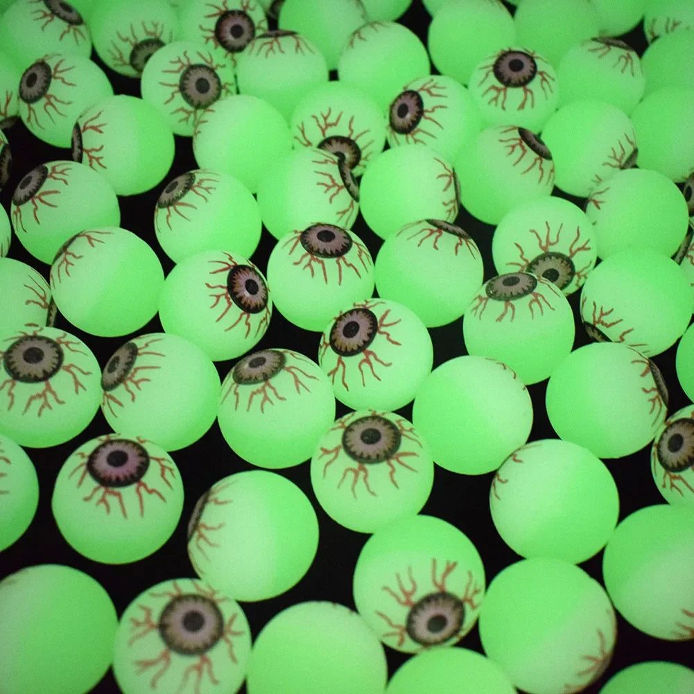 10pcs Glow in The Dark Eyeball 32MM Bouncy Ball Halloween Supplies Toys Horror Luminous Scary Ball Kids Toys Gift Fake Eyeballs