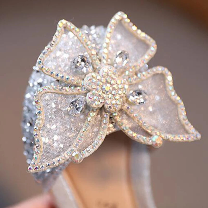 Rhinestone Bow Girls’ Princess Sandals