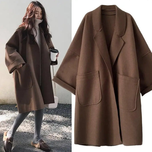 Shop Women's Vintage Wool Trench Coat - Mid-Length, Loose Fit, Plus Size