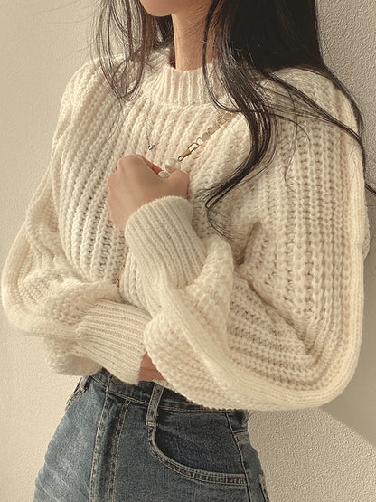 Shop Loose Vintage Harajuku Lantern Sleeve Knit Sweater - Soft, Warm, Chic