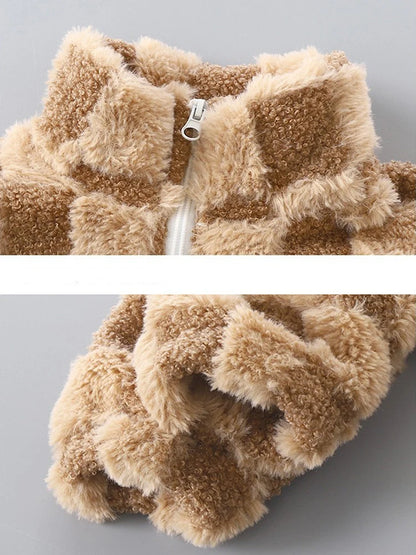 Shop Kids' Thermal Fleece Jacket - Warm Faux Fur Zipper Coat
