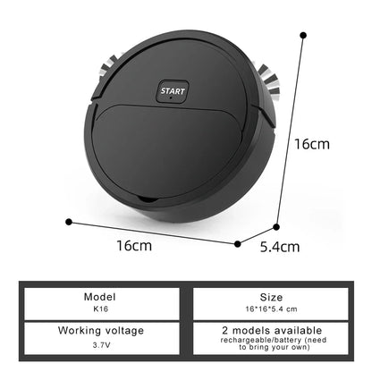 Shop Automatic Mini Robotic Vacuum Cleaner - USB Rechargeable, Wet & Dry, 3-in-1 for Home