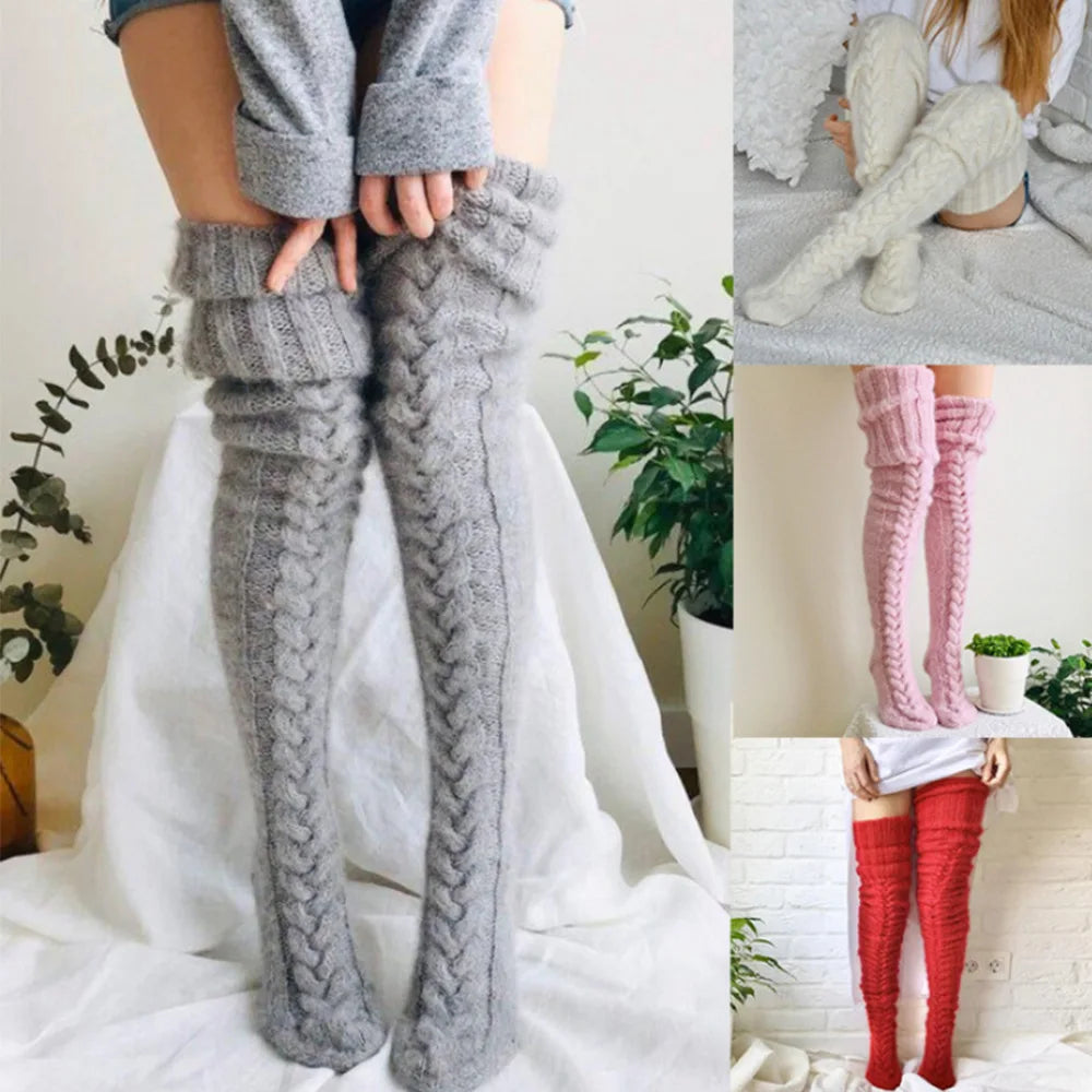 Wool Thigh-High Socks for Women - Cozy Foot Warmers