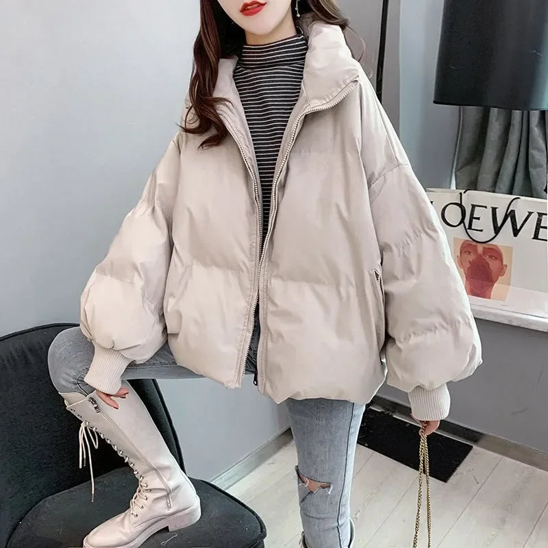 Thickened Cotton Coat 2022 Winter New Style Korean Version Loose Fit Slimming Student Versatile Puffer Jacket Trendy For Women