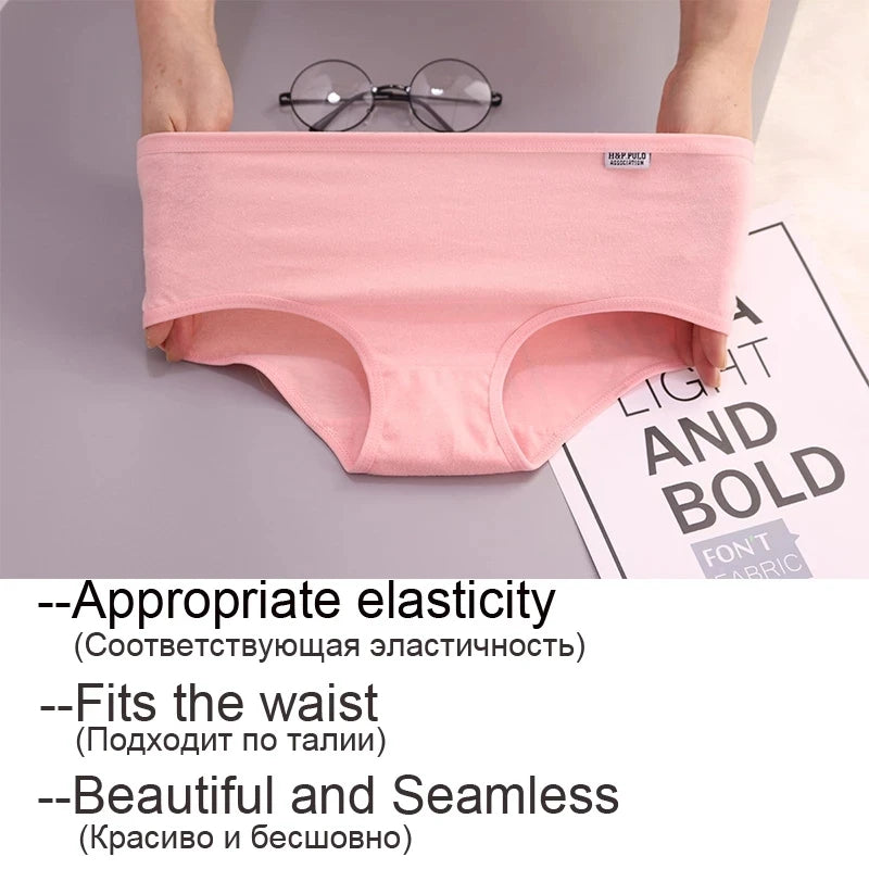 Shop 7Pcs Women's Cotton Panties - Sexy, Breathable, Soft, Cute, Solid Colors, Large Size