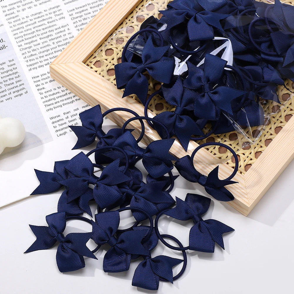 20Pcs/lot Girls Ribbon Hair Bows Rubber Band Kids Lovely Cheer Bowknot Hairband Boutique Children Headband headdress BABY BOWS