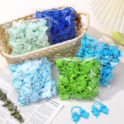 20Pcs/lot Girls Ribbon Hair Bows Rubber Band Kids Lovely Cheer Bowknot Hairband Boutique Children Headband headdress BABY BOWS