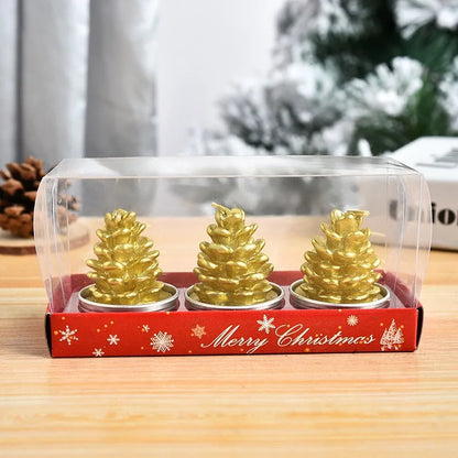 3Pcs/Set Christmas Candles Santa Snowman Xmas Tree Paraffin Gift Box Party Christmas Decoration Candles Home Decor Proposal Prop