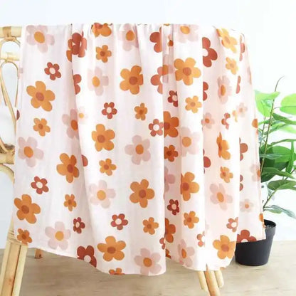 Bamboo Swaddle Blanket Baby Blankets Newborn Muslin Blanket Organic Cotton Soft New Born Wrap 5 Petal Flower for Spring
