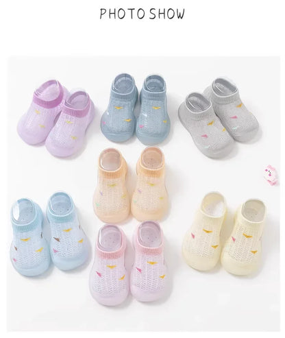 Children's Walking Shoes Baby Floor Shoes Baby Socks Shoes Non Slip Indoor Soft Sole Mesh Surface Thin Sandals One Foot Pedal