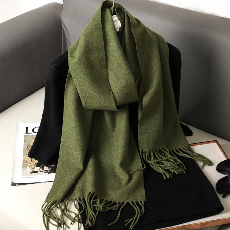 New 62 Color Winter Scarf For Women Long Warm Cashmere Scarves Hijab Solid Lady Shawl Wrap Female Pashmina Bandana Head Scarfs