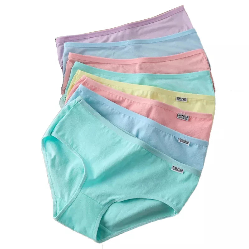 Shop 7Pcs Women's Cotton Panties - Sexy, Breathable, Soft, Cute, Solid Colors, Large Size