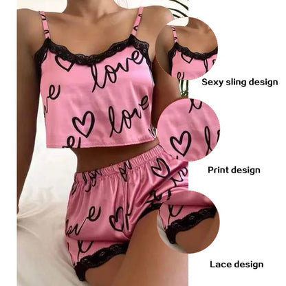 Shop 2-Piece Women's Pajama Shorts Set - Sexy Print Sleepwear