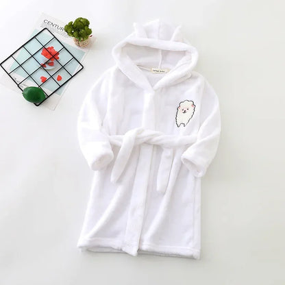 Boys Girls Hooded Bathrobe Toddler Rabbit Anime Cartoon Towel Beach Children's Sleepwear Baby Kids Bath Robes Pyjamas Nightgown