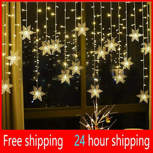 Shop 3.5M LED Snowflake Curtain Lights - Waterproof Holiday Decor