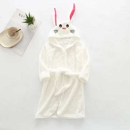 Boys Girls Hooded Bathrobe Toddler Rabbit Anime Cartoon Towel Beach Children's Sleepwear Baby Kids Bath Robes Pyjamas Nightgown