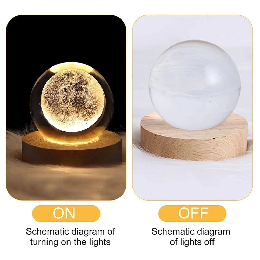 Shop 3D Galaxy Crystal Lamp with Planet Projections USB Night Light