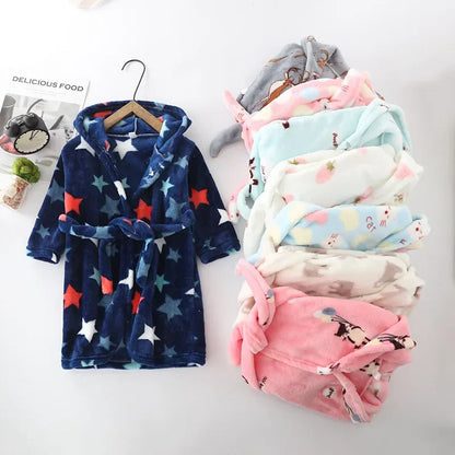 Boys Girls Hooded Bathrobe Toddler Rabbit Anime Cartoon Towel Beach Children's Sleepwear Baby Kids Bath Robes Pyjamas Nightgown