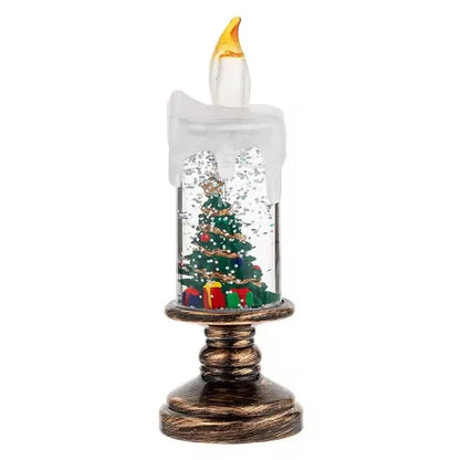 Christmas decorations wind lamp candle candlestick snow snowflake music box creative Xmas gift scene arrangement