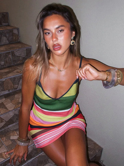 Fantoye Print Zebra Sexy V-neck Women Dress Spaghetti Strap Mini Dress Female Summer Slim Elegant Vacation Party Beachwear 2025