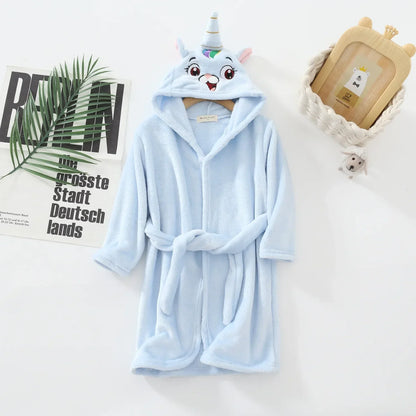 Boys Girls Hooded Bathrobe Toddler Rabbit Anime Cartoon Towel Beach Children's Sleepwear Baby Kids Bath Robes Pyjamas Nightgown