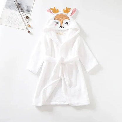Boys Girls Hooded Bathrobe Toddler Rabbit Anime Cartoon Towel Beach Children's Sleepwear Baby Kids Bath Robes Pyjamas Nightgown