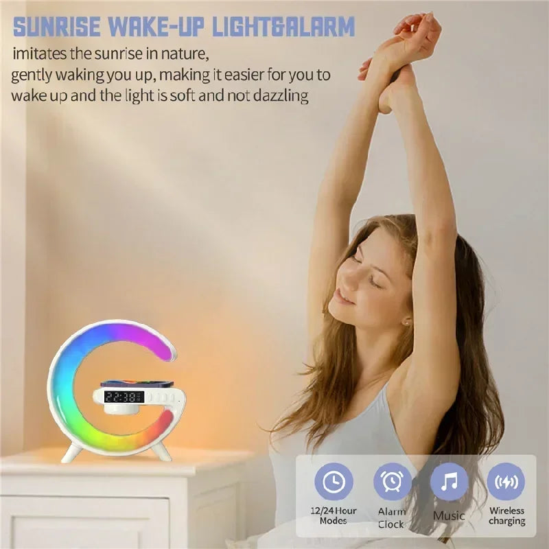 Shop Multifunction Wireless Charger: RGB Light, Alarm Clock, Speaker, Fast Charging Dock