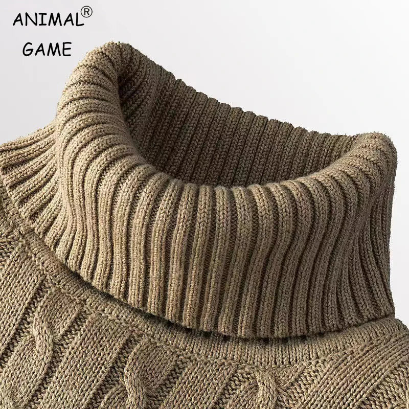 New Turtleneck Sweater Casual Men's Rollneck Knitted Sweater Keep Warm Men Jumper Woolen Sweater